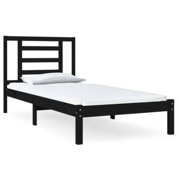 Black Solid Wood Pine Bed Frame 90x190 cm Single - HipoMarket