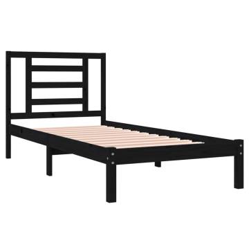 Black Solid Wood Pine Bed Frame 90x190 cm Single - HipoMarket