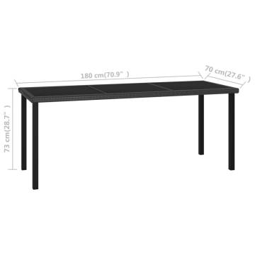 Garden Dining Table Black 180x70cm - Durable & Stylish