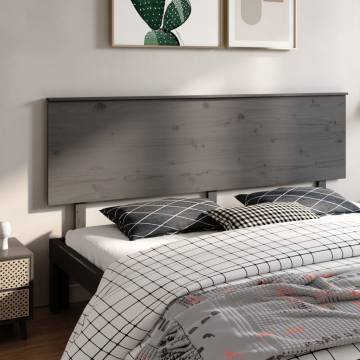 Stylish Grey Bed Headboard in Solid Pine - 204x6x82.5 cm