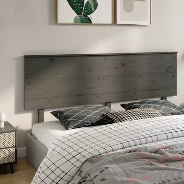 Stylish Grey Bed Headboard in Solid Pine - 204x6x82.5 cm