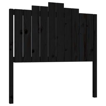 Black Bed Headboard - Solid Pine Wood, 106x4x110 cm