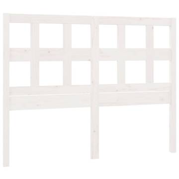 White Solid Wood Bed Headboard - Stylish & Rustic Design