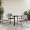 5 Piece Garden Dining Set Grey and Black Poly Rattan and Steel Size 80 cm table length Number of 4 