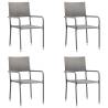 5 Piece Garden Dining Set - Grey & Black Rattan/Steel