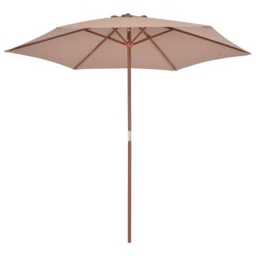 Outdoor Parasol with Wooden Pole 270 cm Taupe - HipoMarket