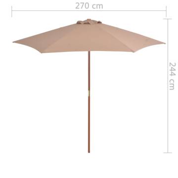 Outdoor Parasol with Wooden Pole 270 cm Taupe - HipoMarket