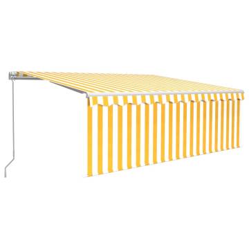 Yellow & White Manual Retractable Awning with LED - 4x3m