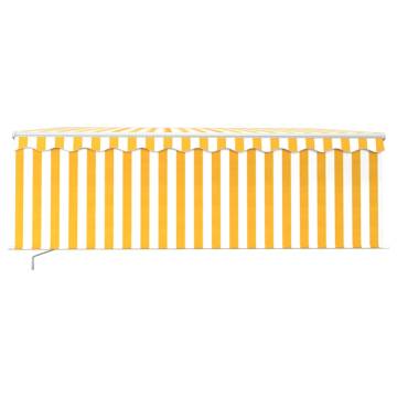 Yellow & White Manual Retractable Awning with LED - 4x3m