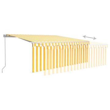 Yellow & White Manual Retractable Awning with LED - 4x3m