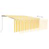 Yellow & White Manual Retractable Awning with LED - 4x3m