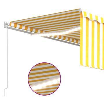 Yellow & White Manual Retractable Awning with LED - 4x3m