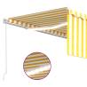 Yellow & White Manual Retractable Awning with LED - 4x3m