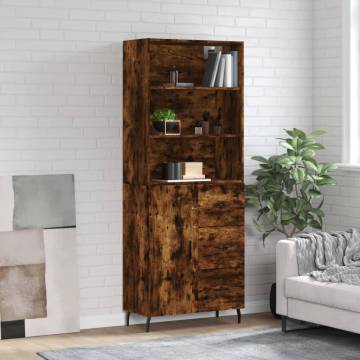 Stylish Highboard Smoked Oak - 69.5x34x180 cm Engineered Wood