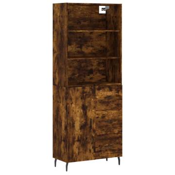 Stylish Highboard Smoked Oak - 69.5x34x180 cm Engineered Wood