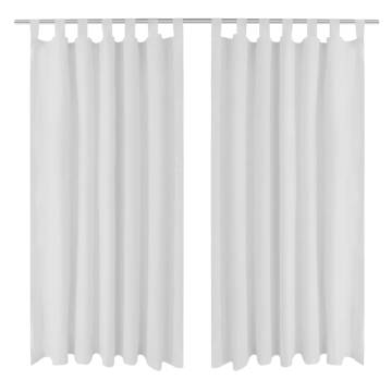 White Micro-Satin Curtains - 2 Pcs, 140 x 175 cm