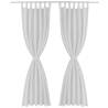 White Micro-Satin Curtains - 2 Pcs, 140 x 175 cm