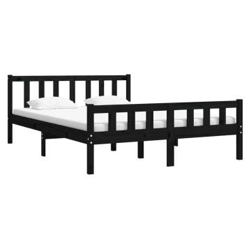 Black Solid Wood Bed Frame 140x190 cm - Hipomarket