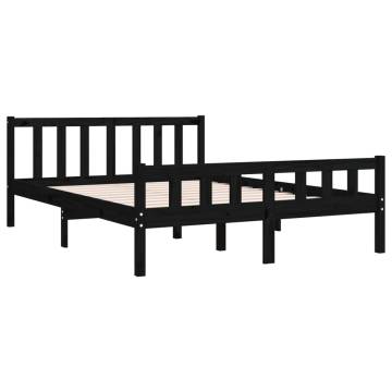 Black Solid Wood Bed Frame 140x190 cm - Hipomarket