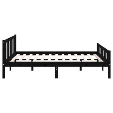 Black Solid Wood Bed Frame 140x190 cm - Hipomarket