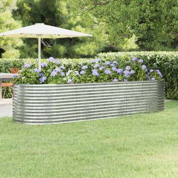 Garden Raised Bed Powder-coated Steel 322x100x68 cm Silver