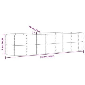 Garden Raised Bed Powder-coated Steel 322x100x68 cm Silver