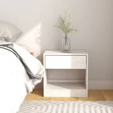 Elegant White Bedside Cabinet - 40x31x40 cm Solid Pinewood