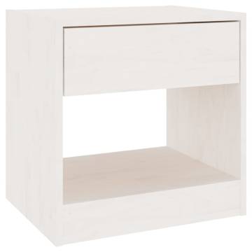 Elegant White Bedside Cabinet - 40x31x40 cm Solid Pinewood