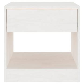 Elegant White Bedside Cabinet - 40x31x40 cm Solid Pinewood