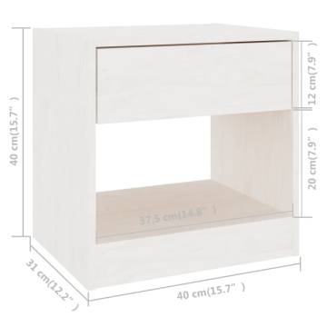 Elegant White Bedside Cabinet - 40x31x40 cm Solid Pinewood