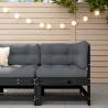 Corner Sofa with Cushions Black Solid Wood Pine Colour black pine Quantity in Package 1 Model corner sofa 