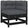 Stylish Black Corner Sofa with Cushions | Solid Pine Wood