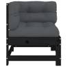 Stylish Black Corner Sofa with Cushions | Solid Pine Wood