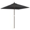 Garden Parasol with Wooden Pole - Black 198x198 cm