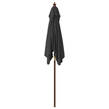 Garden Parasol with Wooden Pole - Black 198x198 cm