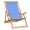 Folding Beach Chair Solid Wood Teak - Blue Comfort