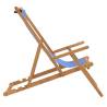 Folding Beach Chair Solid Wood Teak - Blue Comfort