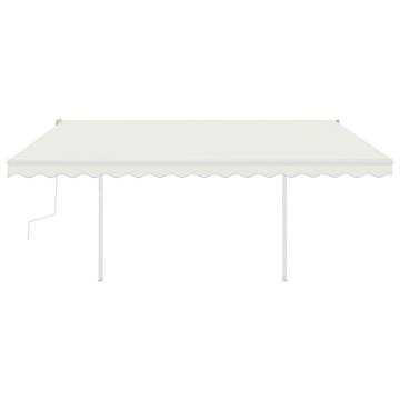 Manual Retractable Awning with LED 4x3 m Cream - Hipomarket