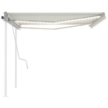 Manual Retractable Awning with LED 4x3 m Cream - Hipomarket