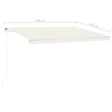 Manual Retractable Awning with LED 4x3 m Cream - Hipomarket