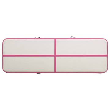 Inflatable Gymnastics Mat 500x100x20 cm - Pink with Pump