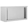 Kitchen Wall Cabinet with Sliding Doors 90x40x50 cm Stainless Steel Size 90 x 40 x 50 cm 