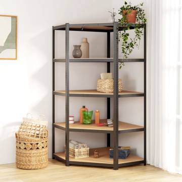 5-Layer Corner Shelf - Anthracite Steel & Engineered Wood