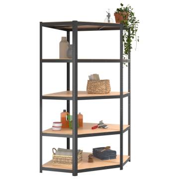 5-Layer Corner Shelf - Anthracite Steel & Engineered Wood