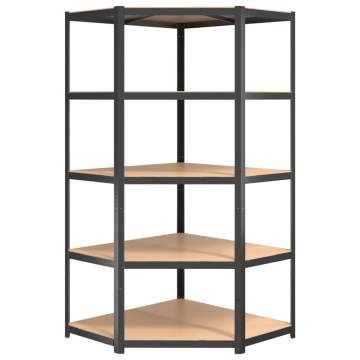 5-Layer Corner Shelf - Anthracite Steel & Engineered Wood