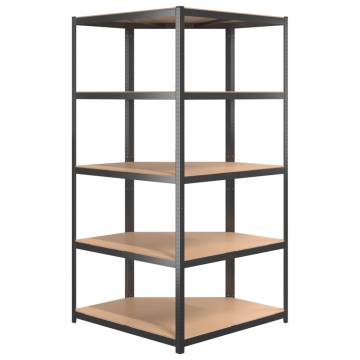 5-Layer Corner Shelf - Anthracite Steel & Engineered Wood