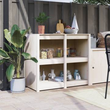 Outdoor Kitchen Cabinet - White Solid Pine - 106x55x92 cm