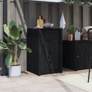 Elegant Black Outdoor Kitchen Doors - Solid Pine Wood 50x9x82 cm