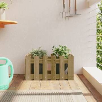 Garden Planter with Fence Design - Impregnated Pine Wood