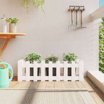 Garden Raised Bed with Fence Design - White 100x30x30 cm